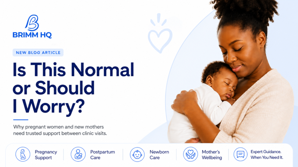 A mother holding her newborn baby, representing pregnancy and postpartum support between clinic visits.
